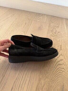 Donald J Pliner Women's Black Platform Wedge Loafer Slip on Shoes 6 Joni Black
